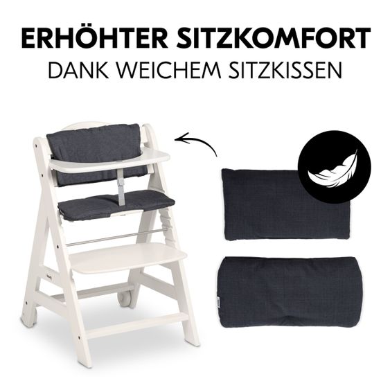 Hauck Chaise Haute Beta Plus White Incl. Planche À Manger, Coussin De Siège & Roues - Blanc