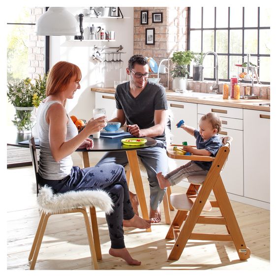 Hauck Hochstuhl Beta Plus Natural - im Sparset inkl. Baby Seat und Sitzpolster - Dark Grey