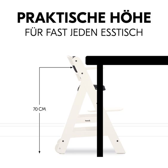 Hauck Beta Plus White high chair - in economy set incl. baby seat and seat cushion - Dark Grey