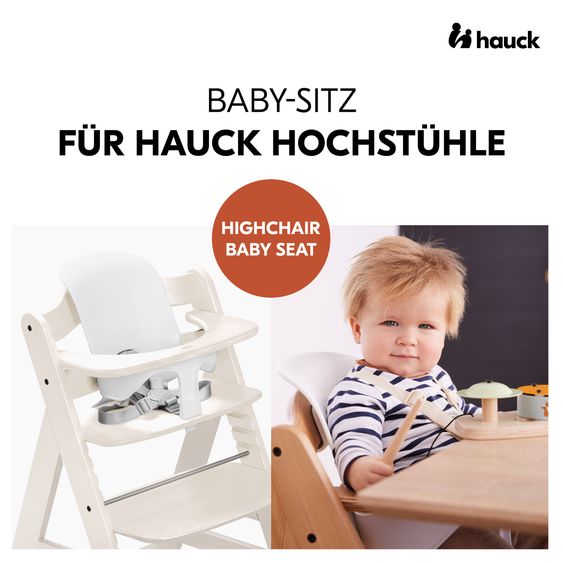 Hauck Beta Plus White high chair - in economy set incl. baby seat and seat cushion - Dark Grey
