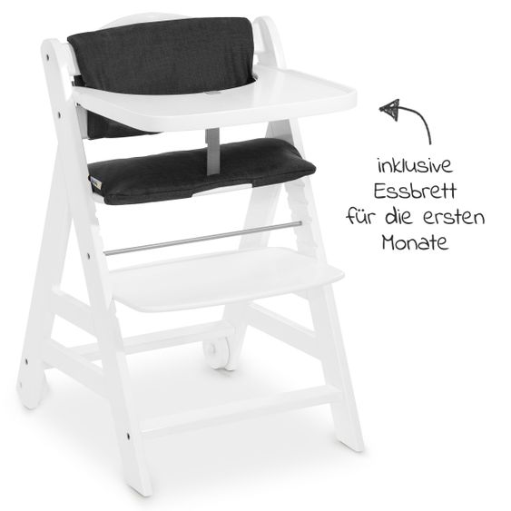 Hauck High chair Beta Plus White - incl. dining board, seat cushion and castors - White