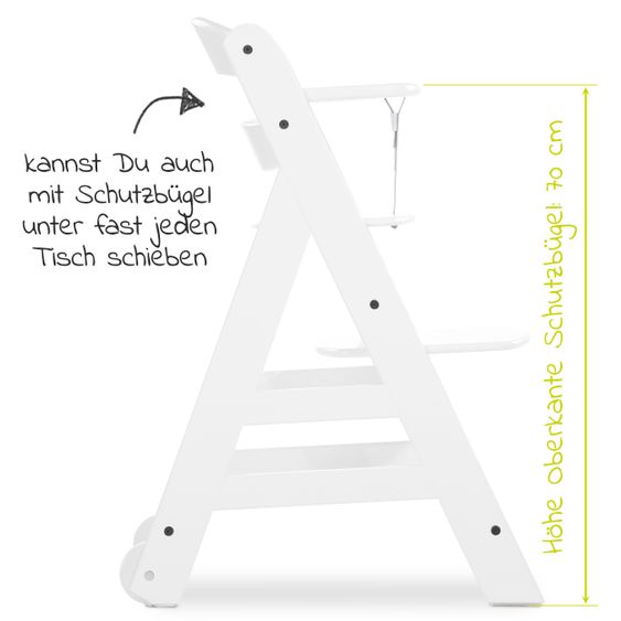 Hauck High chair Beta Plus White - incl. dining board, seat cushion and castors - White