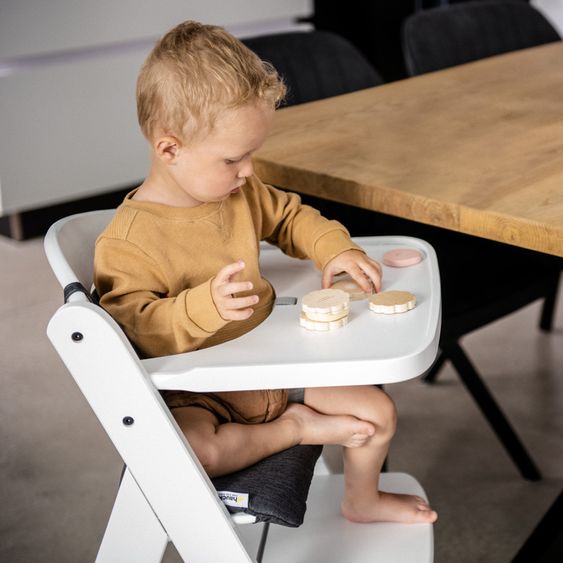 Hauck Seggiolone Beta Plus Bianco con asse da pranzo, cuscino e rotelle - Bianco