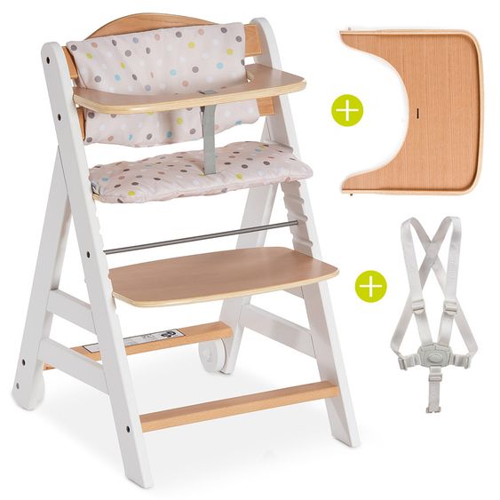 Hauck Hochstuhl Beta Plus - White Natur - Dots Sand