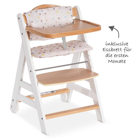 Hauck Hochstuhl Beta Plus - White Natur - Dots Sand