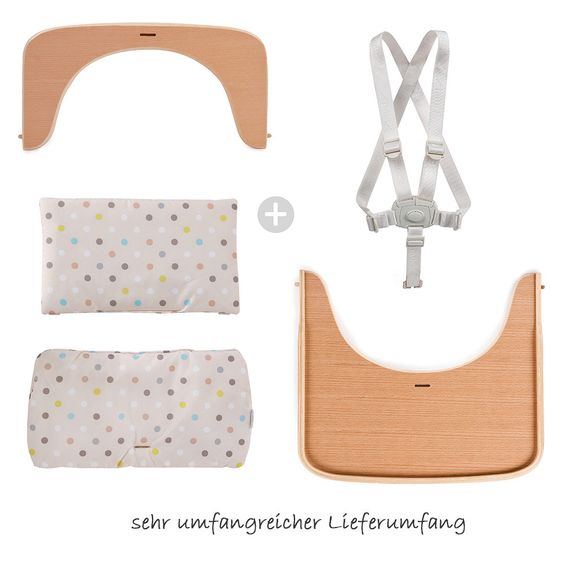 Hauck Hochstuhl Beta Plus - White Natur - Dots Sand