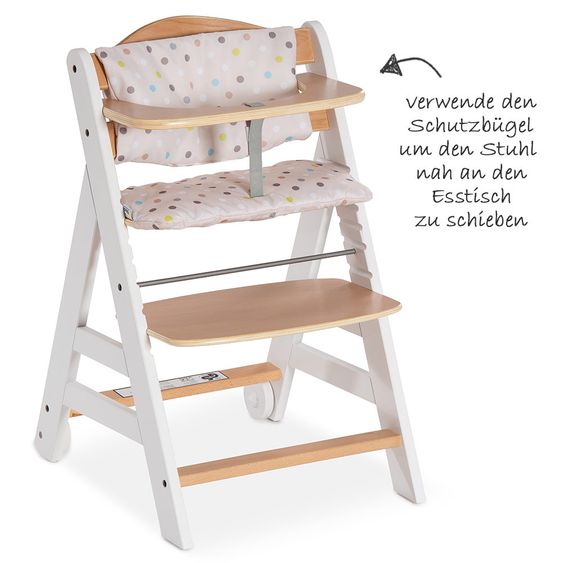 Hauck Hochstuhl Beta Plus - White Natur - Dots Sand