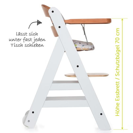 Hauck Hochstuhl Beta Plus - White Natur - Dots Sand