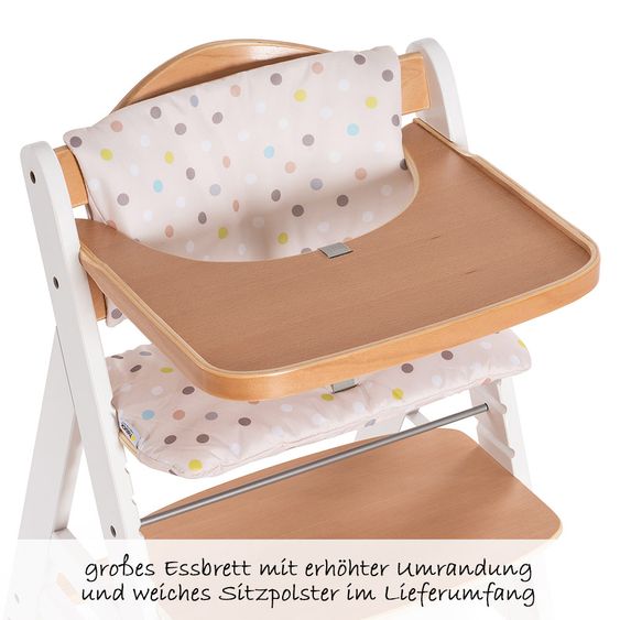 Hauck Hochstuhl Beta Plus - White Natur - Dots Sand