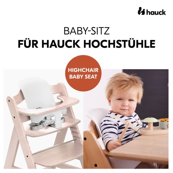 Hauck Beta Plus Whitewashed high chair - economy set incl. baby seat and seat cushion - Dark Grey