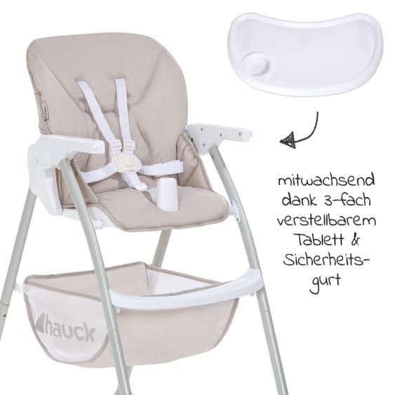 Hauck High chair Sit N Fold (with dining board, foldable) - Beige