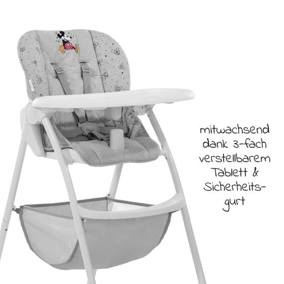 Hauck High chair Sit N Fold (with eating board, foldable) - Disney - Mickey Mouse Grey