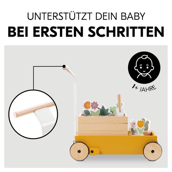 Hauck Holz-Lauflernwagen Learn to Walk - mit viel Zubehör für Gärtner-Rollenspiel - Plants