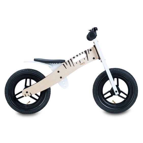 Hauck Balance N Ride wooden balance bike with pneumatic wheels & adjustable seat (from 18 months) - Zebra