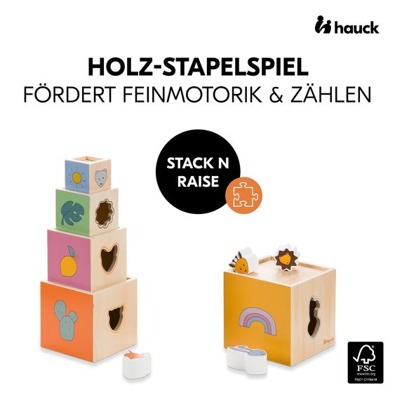 Hauck Wooden stacking tower with shapes - Stack N Raise