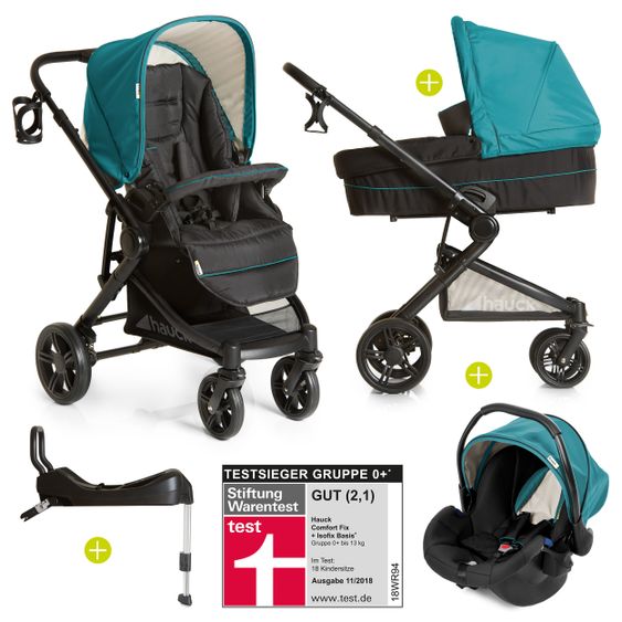 Hauck Kinderwagen-Set Atlantic Plus Trio Set inkl. Isofix Basis - Everglade