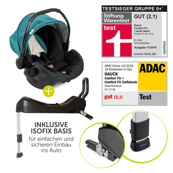 Hauck Kinderwagen-Set Atlantic Plus Trio Set inkl. Isofix Basis - Everglade