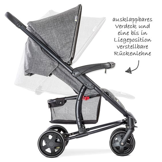 Hauck Kinderwagen-Set Malibu 4 Trioset inkl. Babywanne, Autositz und Sportwagen - Melange Grey