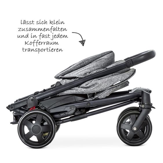 Hauck Kinderwagen-Set Malibu 4 Trioset inkl. Babywanne, Autositz und Sportwagen - Melange Grey