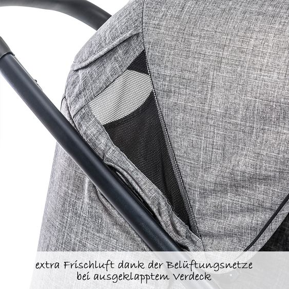 Hauck Kinderwagen-Set Malibu 4 Trioset inkl. Babywanne, Autositz und Sportwagen - Melange Grey