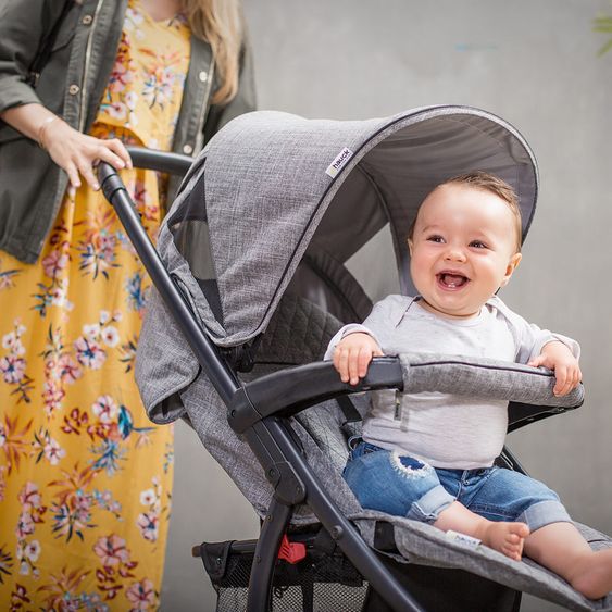 Hauck Kinderwagen-Set Malibu 4 Trioset inkl. Babywanne, Autositz und Sportwagen - Melange Grey