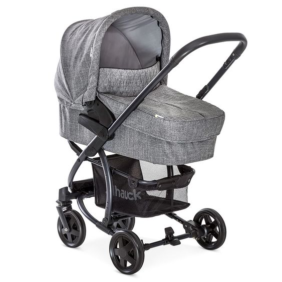 Hauck Kinderwagen-Set Malibu 4 Trioset inkl. Babywanne, Autositz und Sportwagen - Melange Grey