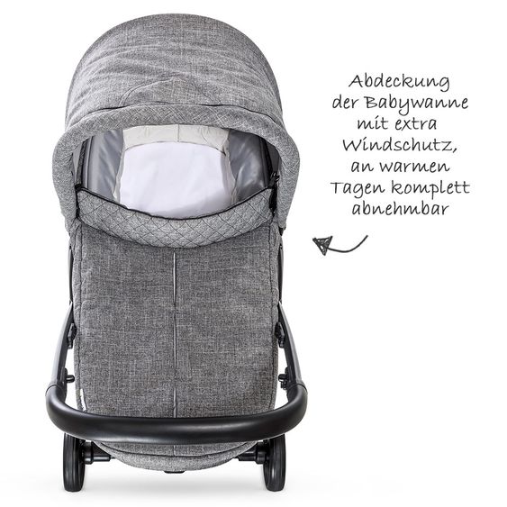 Hauck Kinderwagen-Set Malibu 4 Trioset inkl. Babywanne, Autositz und Sportwagen - Melange Grey