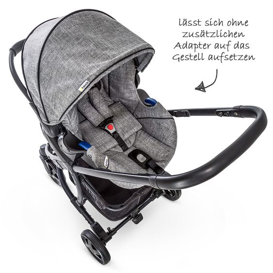 Hauck Kinderwagen-Set Malibu 4 Trioset inkl. Babywanne, Autositz und Sportwagen - Melange Grey