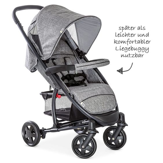 Hauck Kinderwagen-Set Malibu 4 Trioset inkl. Babywanne, Autositz und Sportwagen - Melange Grey