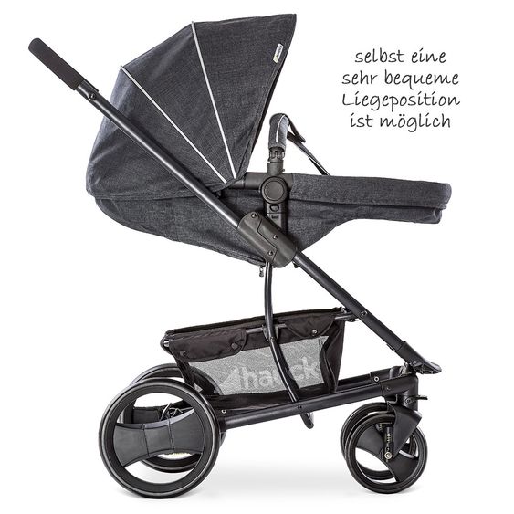 Hauck Kinderwagen-Set Pacific 4 Trioset inkl. Babywanne, Autositz und Sportwagen - Melange Charcoal