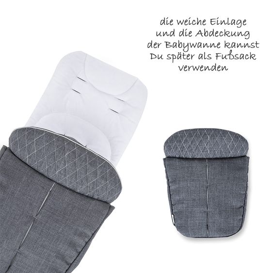 Hauck Kinderwagen-Set Pacific 4 Trioset inkl. Babywanne, Autositz und Sportwagen - Melange Charcoal
