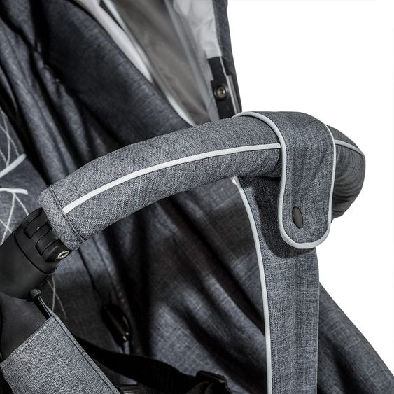 Hauck Kinderwagen-Set Pacific 4 Trioset inkl. Babywanne, Autositz und Sportwagen - Melange Charcoal