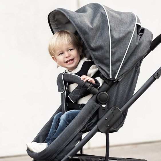 Hauck Kinderwagen-Set Pacific 4 Trioset inkl. Babywanne, Autositz und Sportwagen - Melange Charcoal