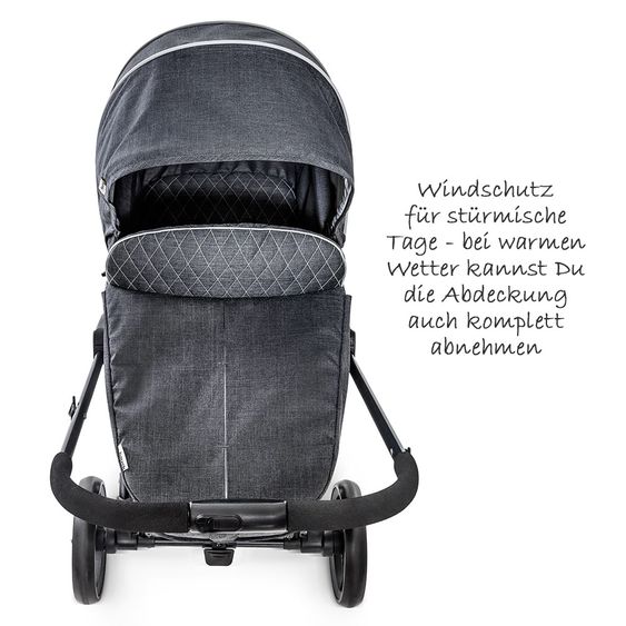 Hauck Kinderwagen-Set Pacific 4 Trioset inkl. Babywanne, Autositz und Sportwagen - Melange Charcoal