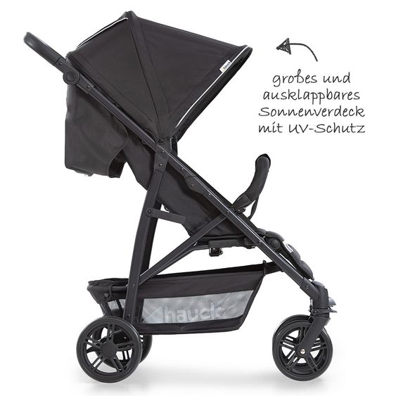 Hauck Kinderwagen-Set Rapid 4 Plus Trio Set mit Babywanne, Autositz und Sportwagen (bis 25 kg) - Caviar Black