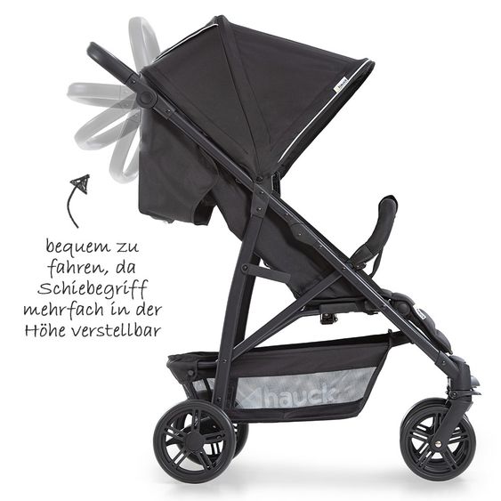 Hauck Kinderwagen-Set Rapid 4 Plus Trio Set mit Babywanne, Autositz und Sportwagen (bis 25 kg) - Caviar Black