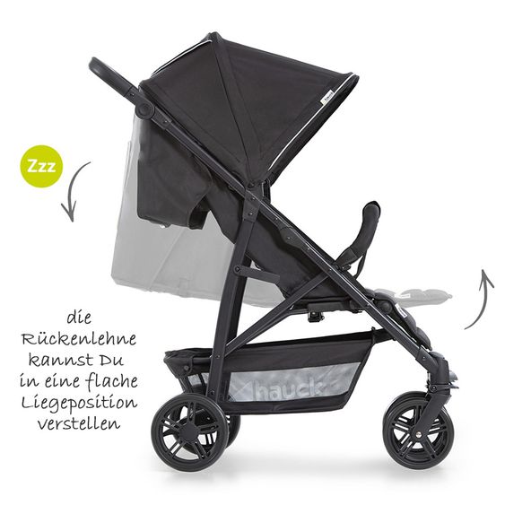 Hauck Kinderwagen-Set Rapid 4 Plus Trio Set mit Babywanne, Autositz und Sportwagen (bis 25 kg) - Caviar Black