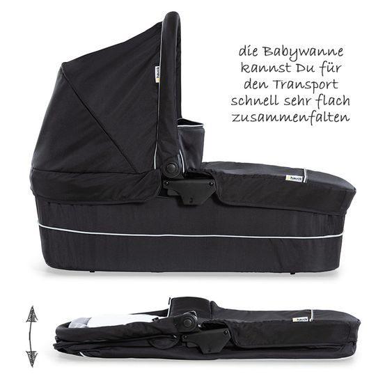 Hauck Kinderwagen-Set Rapid 4 Plus Trio Set mit Babywanne, Autositz und Sportwagen (bis 25 kg) - Caviar Black