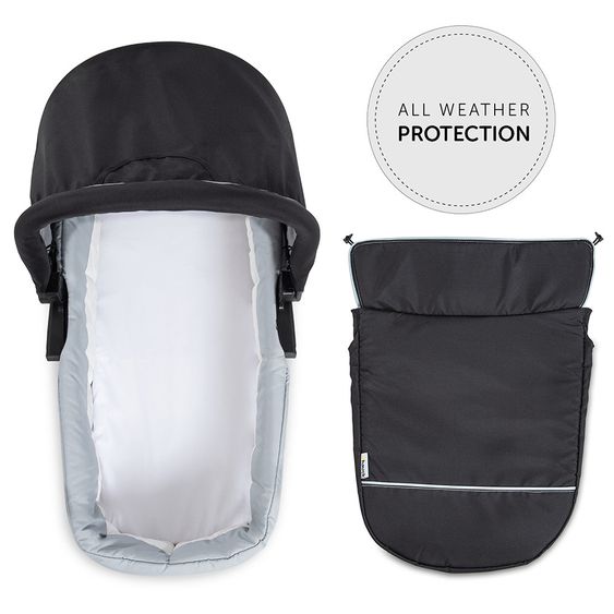 Hauck Kinderwagen-Set Rapid 4 Plus Trio Set mit Babywanne, Autositz und Sportwagen (bis 25 kg) - Caviar Black