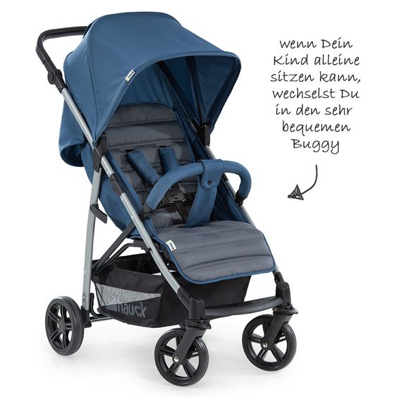 Hauck Kinderwagen-Set Rapid 4 Plus Trio Set mit Babywanne, Autositz und Sportwagen (bis 25 kg) - Denim Grey