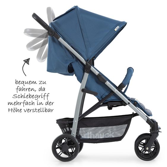 Hauck Kinderwagen-Set Rapid 4 Plus Trio Set mit Babywanne, Autositz und Sportwagen (bis 25 kg) - Denim Grey