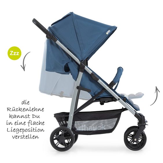 Hauck Kinderwagen-Set Rapid 4 Plus Trio Set mit Babywanne, Autositz und Sportwagen (bis 25 kg) - Denim Grey