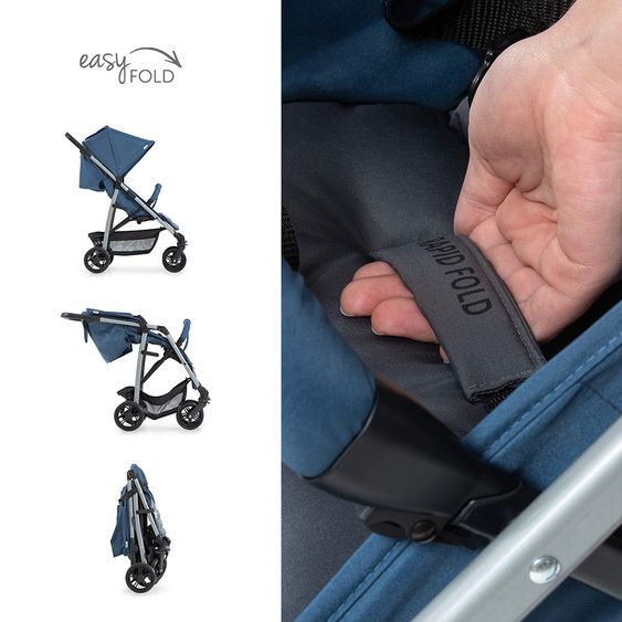 Hauck Kinderwagen-Set Rapid 4 Plus Trio Set mit Babywanne, Autositz und Sportwagen (bis 25 kg) - Denim Grey
