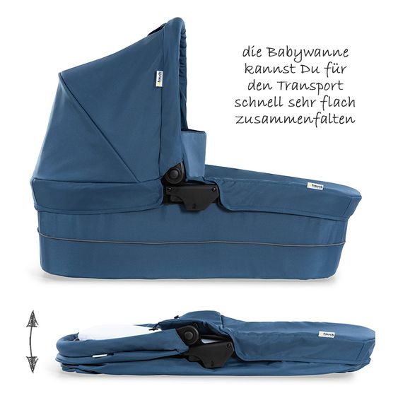 Hauck Kinderwagen-Set Rapid 4 Plus Trio Set mit Babywanne, Autositz und Sportwagen (bis 25 kg) - Denim Grey