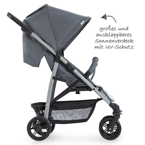 Hauck Set passeggino Rapid 4 Plus Trio con navicella, seggiolino auto e passeggino (fino a 25 kg) - Grigio Menta