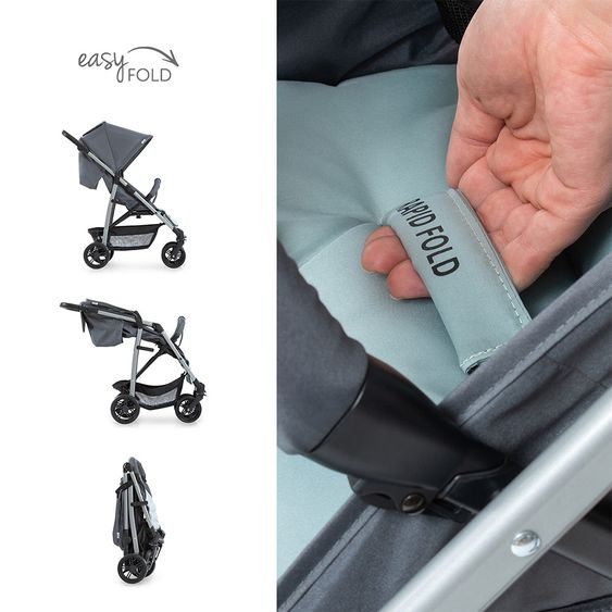 Hauck Set passeggino Rapid 4 Plus Trio con navicella, seggiolino auto e passeggino (fino a 25 kg) - Grigio Menta