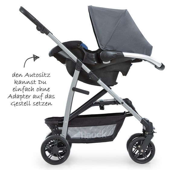 Hauck Kinderwagen-Set Rapid 4 Plus Trio Set mit Babywanne, Autositz und Sportwagen (bis 25 kg) - Grey Mint