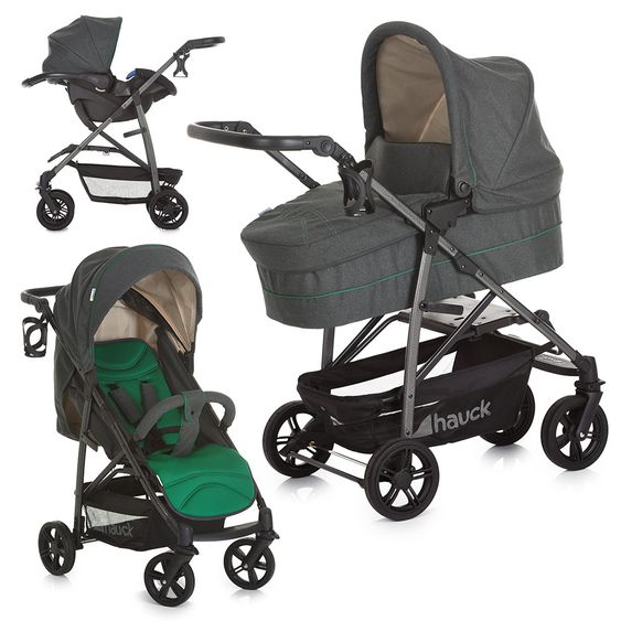 Hauck Kinderwagen-Set Rapid 4S Plus Trioset Deluxe - Caviar Emerald