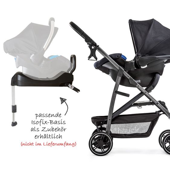 Hauck Kinderwagen-Set Rapid 4S Plus Trioset mit Babywanne, Autositz und Sportwagen (bis 25 kg) - Caviar Silver