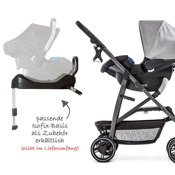 Hauck Stroller set Rapid 4S Plus trio set with baby bath, car seat and stroller (up to 25 kg) - Lunar Stone